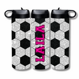 Personalized Glittery Soccer Water Bottle