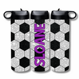 Personalized Glittery Soccer Water Bottle