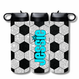 Personalized Glittery Soccer Water Bottle