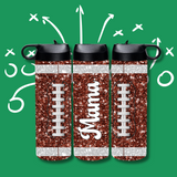 Custom Glittery Football Water Bottle/Tumbler