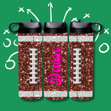 Custom Glittery Football Water Bottle/Tumbler