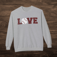 Distressed Baseball LOVE Crewneck