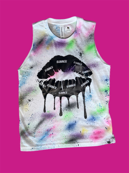 Girl's Custom Camp Dripping Lips Muscle Tank