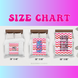 blanket size chart showing the 3 different size options. 
