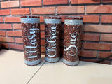 Custom Glittery Football Water Bottle/Tumbler