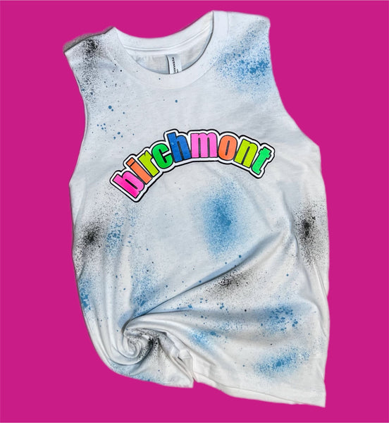 Girls Custom Camp Muscle Tank w/ Airbrush/Splatter