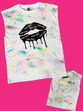 Girl's Custom Camp Dripping Lips Muscle Tank