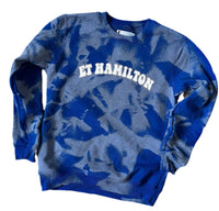 Girl's Blue Bleached Custom Camp/School Crewneck