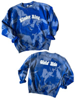 Girl's Blue Bleached Custom Camp/School Crewneck