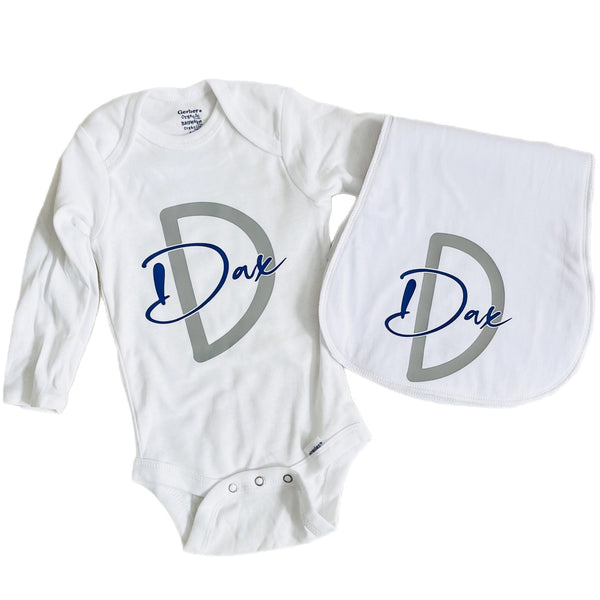 Personalized Bodysuit and Burp Cloth Set