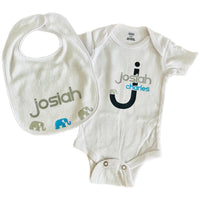 Elephant Bodysuit and Bib Set