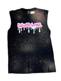 Custom Bleached Black Muscle Tank with Dripping Camp Name