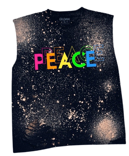 Girl's Bleached PEACE Muscle Tank