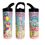 Princess and Unicorn Personalized Water Bottle