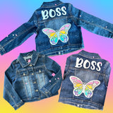 Personalized Hand Painted Butterfly Denim Jacket