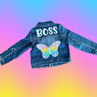 Personalized Hand Painted Butterfly Denim Jacket