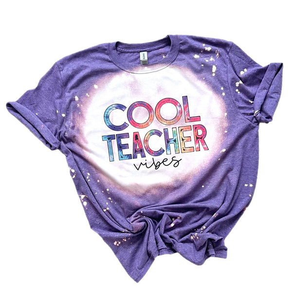 Cool Teacher Vibes Bleached T-Shirt