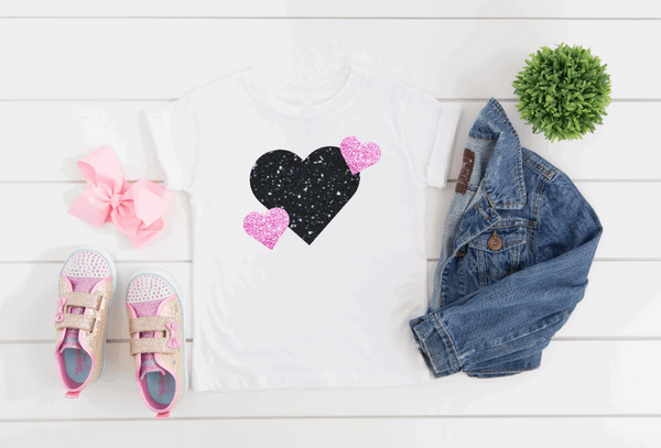 Girls Glitter Heart T-Shirt